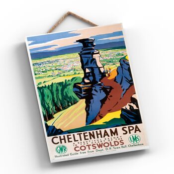 P0323 - Cheltenham Spa Cotswolds Affiche originale des chemins de fer nationaux sur une plaque Décor vintage 2