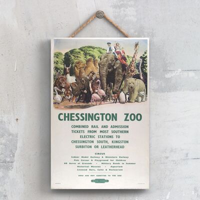 P0324 - Póster del Ferrocarril Nacional Original del Zoológico de Chessington en una placa de decoración vintage