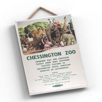 P0324 - Affiche originale du chemin de fer national du zoo de Chessington sur une plaque décor vintage 2