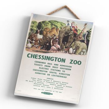 P0324 - Affiche originale du chemin de fer national du zoo de Chessington sur une plaque décor vintage 4