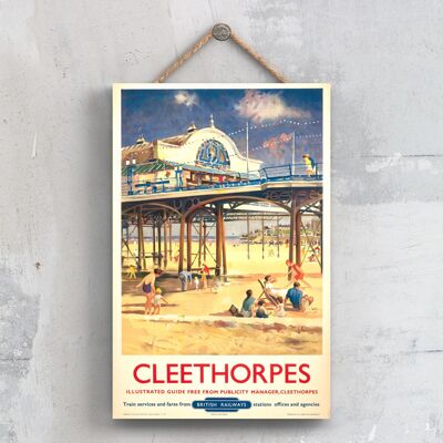 P0330 - Cleethorpes British Railways Póster de ferrocarril nacional original en una placa de decoración vintage