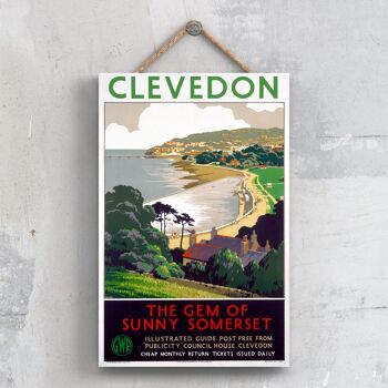 P0333 - Clevedon Gem Affiche originale des chemins de fer nationaux sur une plaque décor vintage 1
