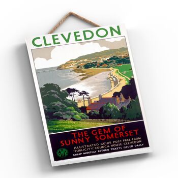 P0333 - Clevedon Gem Affiche originale des chemins de fer nationaux sur une plaque décor vintage 2
