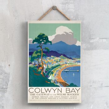 P0335 - Affiche originale des chemins de fer nationaux de Colwyn Bay sur une plaque décor vintage 1