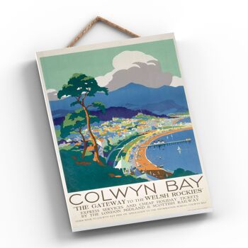 P0335 - Affiche originale des chemins de fer nationaux de Colwyn Bay sur une plaque décor vintage 2