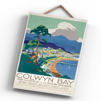 P0335 - Affiche originale des chemins de fer nationaux de Colwyn Bay sur une plaque décor vintage 4
