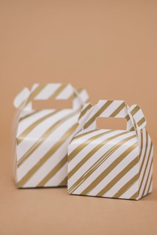 Favor Boxes Small Stripes Gold