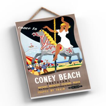 P0338 - Coney Beach Portcawl Affiche originale des chemins de fer nationaux sur une plaque décor vintage 2