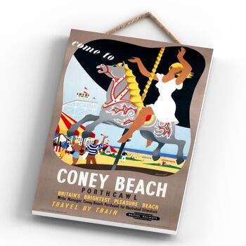 P0338 - Coney Beach Portcawl Affiche originale des chemins de fer nationaux sur une plaque décor vintage 4