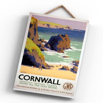 P0340 - Affiche originale des chemins de fer nationaux de Cornwall Cornish Riviera sur une plaque décor vintage 4