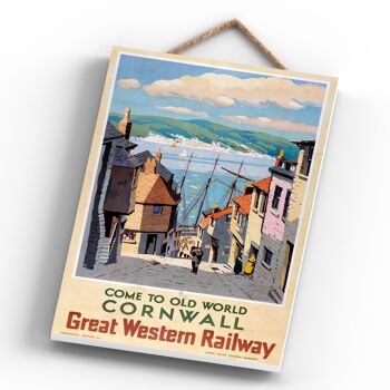 P0343 - Affiche originale des chemins de fer nationaux de l'ancien monde de Cornwall sur une plaque décor vintage 4