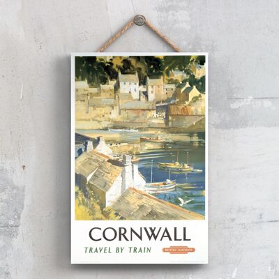 P0344 - Cornwall Travel By Train Affiche originale des chemins de fer nationaux sur une plaque décor vintage