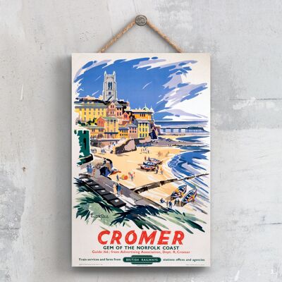 P0347 - Poster originale della National Railway Cromer Gem su una targa con decorazioni vintage