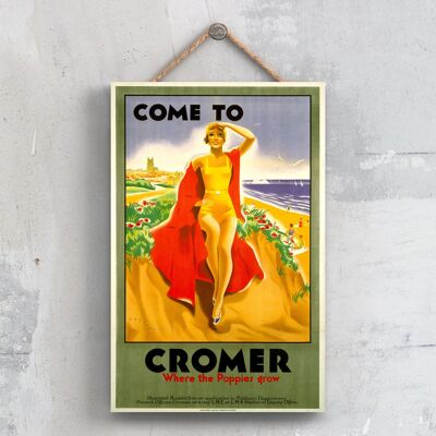 P0350 - Cromer Poppies Grow Poster originale della National Railway su una targa con decorazioni vintage