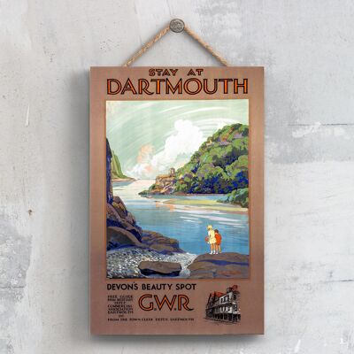 P0351 - Dartmouth Stay Poster originale della National Railway su una targa con decorazioni vintage