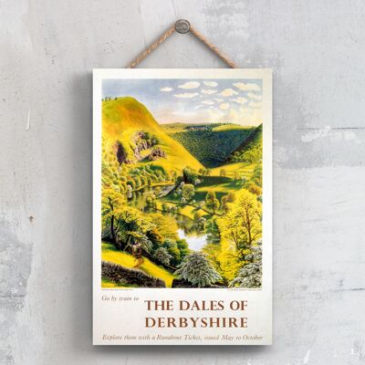 P0356 - Póster de Derbyshire The Dales Peak District Original National Railway en una placa de decoración vintage