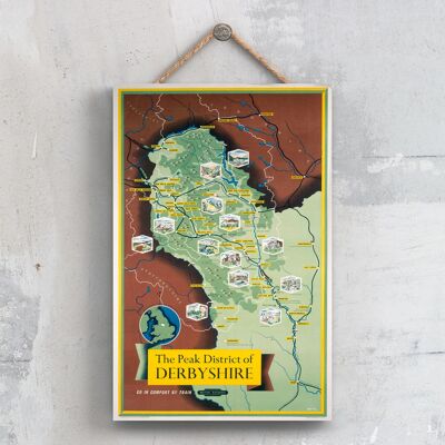 P0357 - Derbyshire The Peak District Mappa Originale Ferrovia Nazionale Poster Su Una Targa Decor Vintage