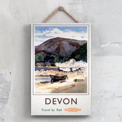 P0358 - Devon Boat Repairs Affiche originale des chemins de fer nationaux sur une plaque décor vintage