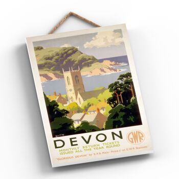 P0359 - Devon Church Scene Original National Railway Poster On A Plaque Vintage Decor 2
