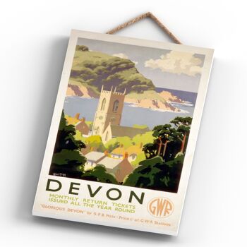 P0359 - Devon Church Scene Original National Railway Poster On A Plaque Vintage Decor 4