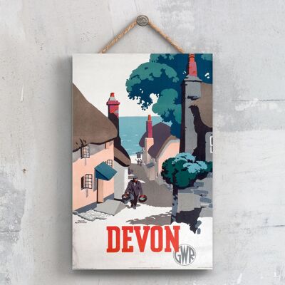 P0362 - Devon Frank Newbould Affiche originale des chemins de fer nationaux sur une plaque décor vintage