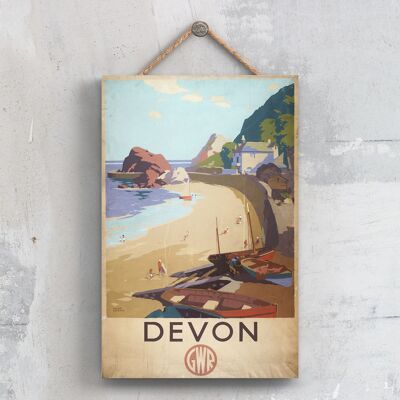 P0363 - Devon Frank Sherwin Affiche originale des chemins de fer nationaux sur une plaque décor vintage