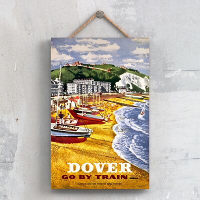 P0367 - Dover Go By Train Cartel original del ferrocarril nacional en una placa de decoración vintage