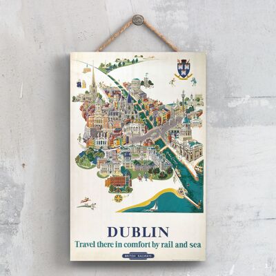 P0370 - Dublin Comfort Original National Railway Poster auf einer Plakette im Vintage-Dekor