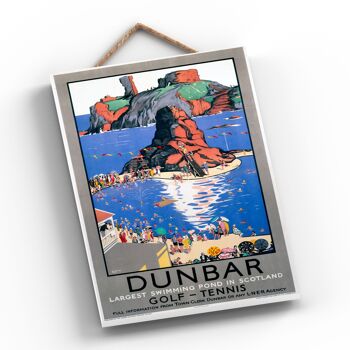 P0372 - Dunbar Swimming Affiche originale des chemins de fer nationaux sur une plaque décor vintage 2