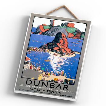 P0372 - Dunbar Swimming Affiche originale des chemins de fer nationaux sur une plaque décor vintage 4
