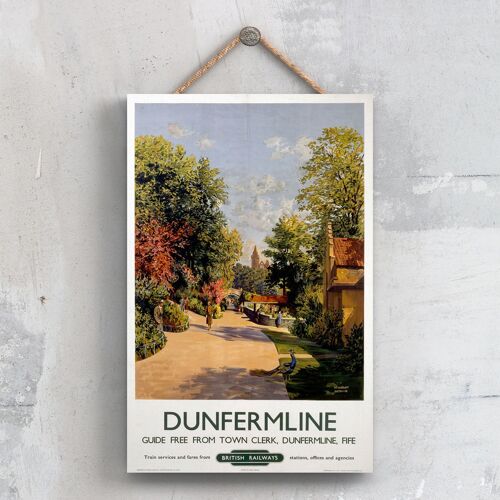 P0373 - Dunfermline Original National Railway Poster On A Plaque Vintage Decor