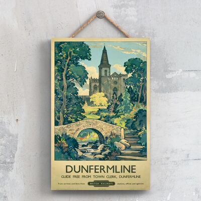 P0375 - Póster del ferrocarril nacional original del puente de Dunfermline en una placa de decoración vintage