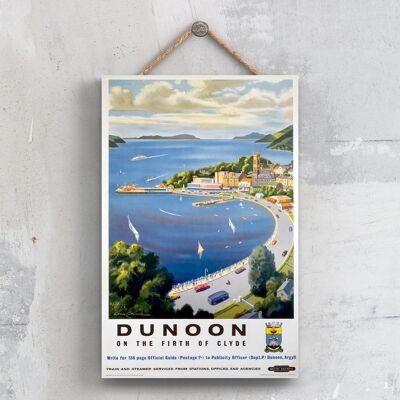 P0377 - Dunoon Train Et Steamer Affiche Originale Des Chemins De Fer Nationaux Sur Une Plaque Décor Vintage
