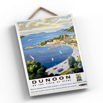 P0377 - Dunoon Train Et Steamer Affiche Originale Des Chemins De Fer Nationaux Sur Une Plaque Décor Vintage 2