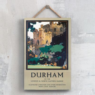 P0378 - Poster originale della National Railway di Durham Fred Taylor su una targa con decorazioni vintage