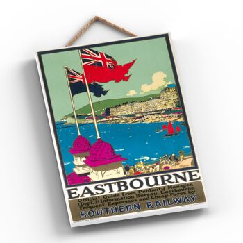 P0381 - Eastbourne Dept3 Affiche originale des chemins de fer nationaux sur une plaque décor vintage 2