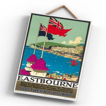 P0381 - Eastbourne Dept3 Affiche originale des chemins de fer nationaux sur une plaque décor vintage 4