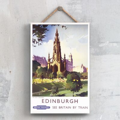 P0386 - Édimbourg The Scott Monument Original National Railway Poster On A Plaque Vintage Decor