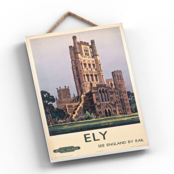 P0388 - Affiche originale des chemins de fer nationaux de la cathédrale d'Ely sur une plaque décor vintage 2