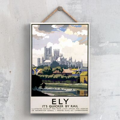 P0389 - Ely Cathedral View Poster originale della National Railway su una placca Decor vintage