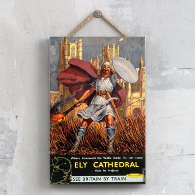 P0390 - Ely Cathedralreward The Wake Poster originale della National Railway su una targa con decorazioni vintage