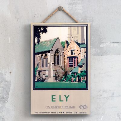 P0391 - Ely Prior Craudens Chapel Poster originale della National Railway su una targa con decorazioni vintage