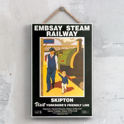 P0392 - Poster della ferrovia nazionale originale dello Yorkshire della ferrovia a vapore di Embsay su una decorazione vintage della targa