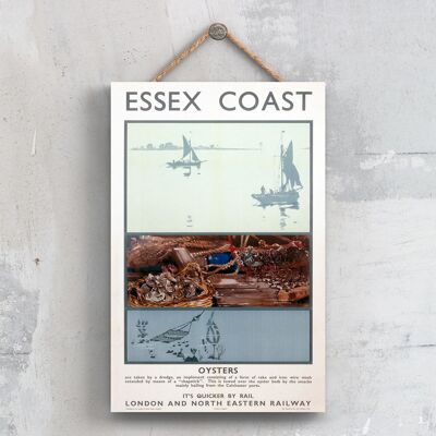 P0396 – Essex Coast Oysters Original National Railway Poster auf einer Plakette im Vintage-Dekor