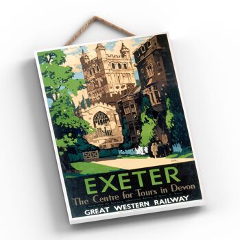 P0397 - Cathédrale d'Exeter Affiche originale des chemins de fer nationaux sur une plaque décor vintage 2