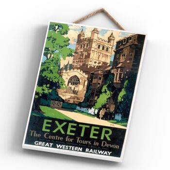 P0397 - Cathédrale d'Exeter Affiche originale des chemins de fer nationaux sur une plaque décor vintage 4