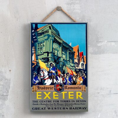 P0398 – Exeter Historic Original National Railway Poster auf einer Plakette im Vintage-Dekor