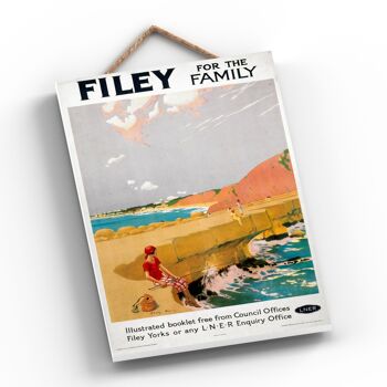 P0402 - Filey Pour La Famille Affiche Originale Des Chemins De Fer Nationaux Sur Une Plaque Décor Vintage 2