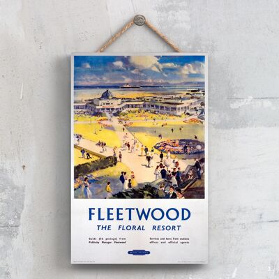 P0403 - Fleetwood Floral Resort Poster originale della ferrovia nazionale su una targa con decorazioni vintage