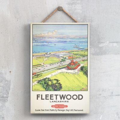 P0404 - Póster de Fleetwood Lancashire Original National Railway en una placa de decoración vintage